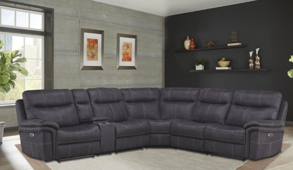 Casa Parker, Mason 6pc Power Sectional in Charcoal