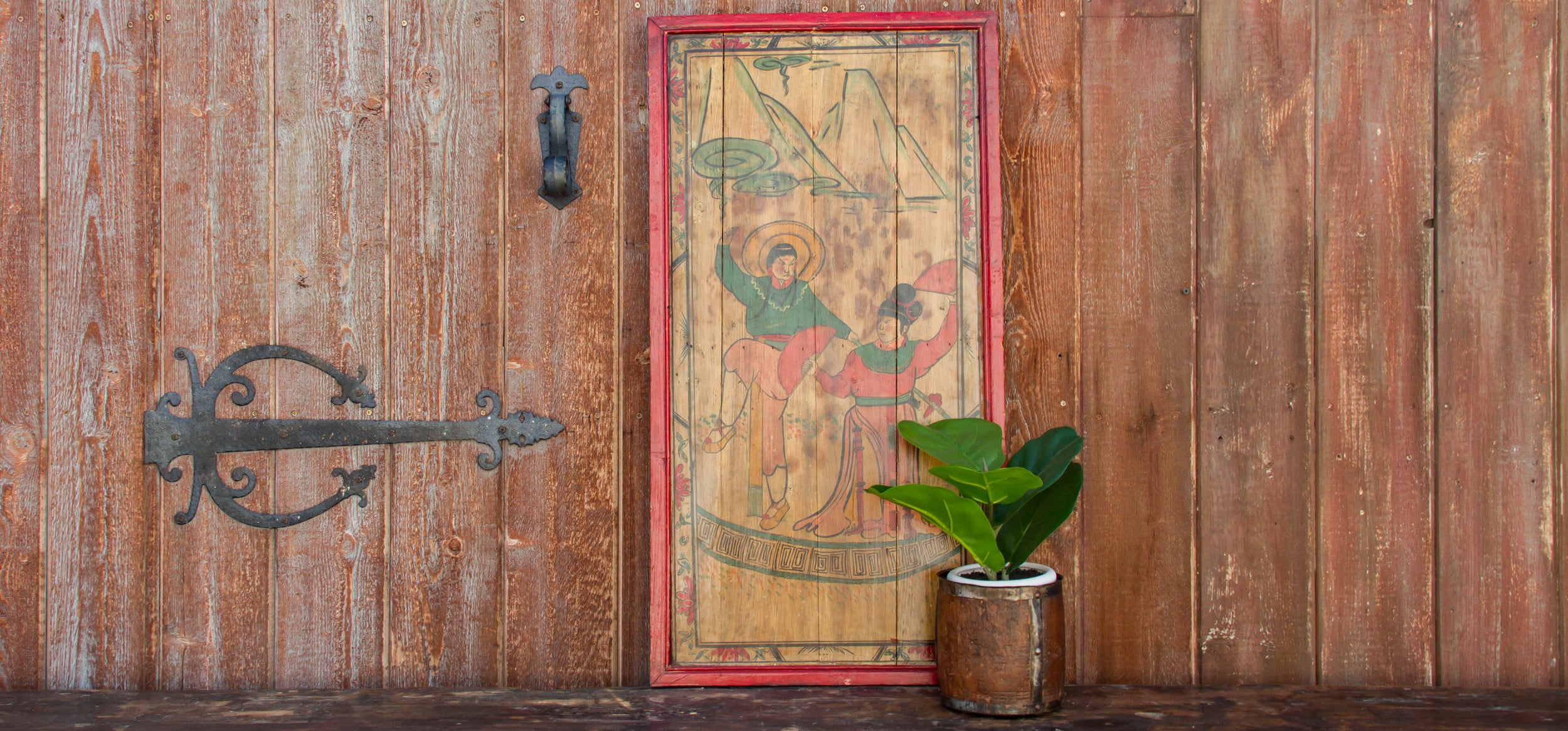 DE-COR | Ispirazione globale, Pittura asiatica vintage in legno policromo