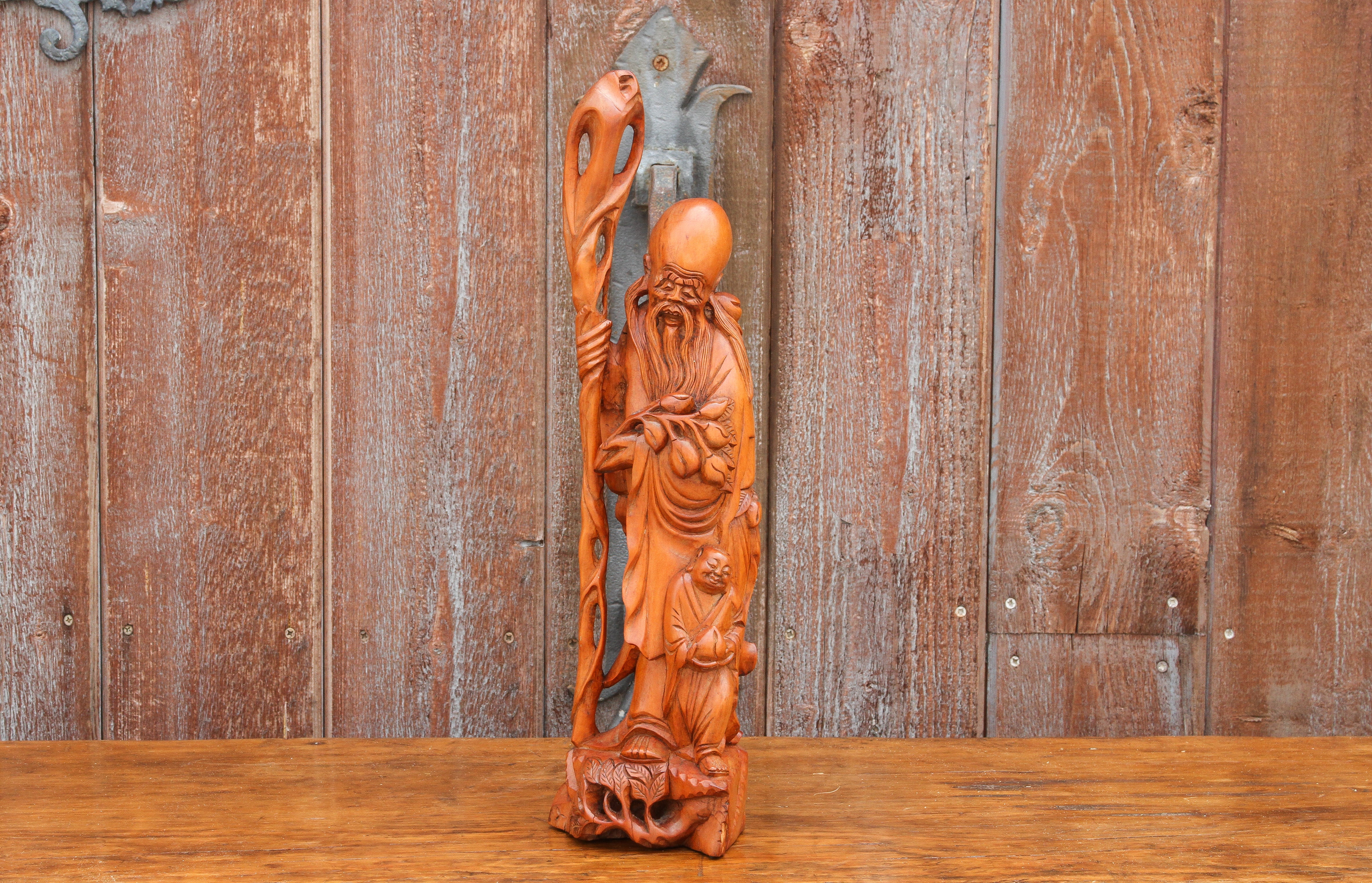 DE-COR | Ispirazione globale, Statua asiatica in legno di Shoulau