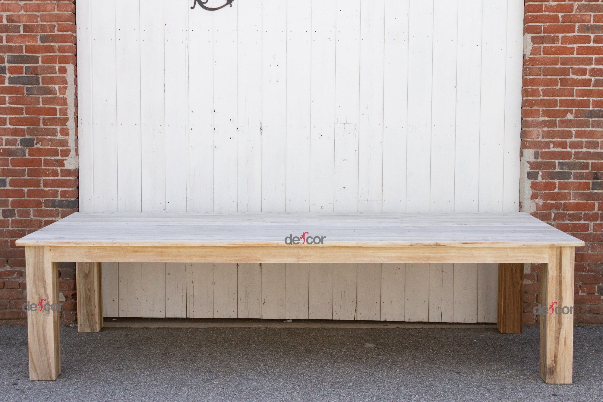 DE-COR | Ispirazione globale, Tavolo da pranzo in stile Parson in legno sbiancato lungo 10 piedi